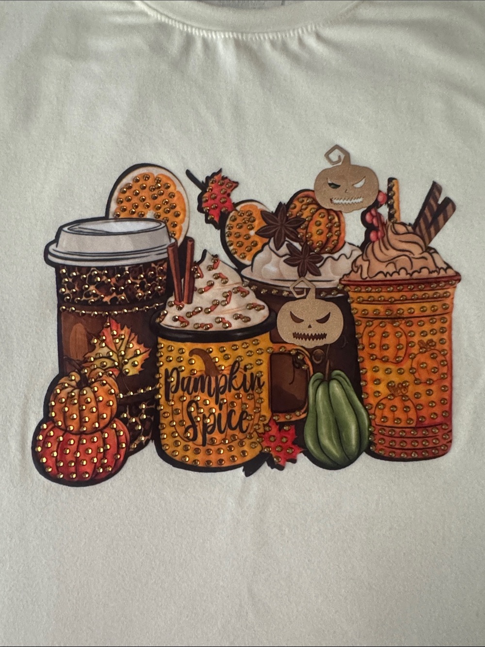 Pumpkin Spice Fall Beverage Graphic Tee - Orange Accents